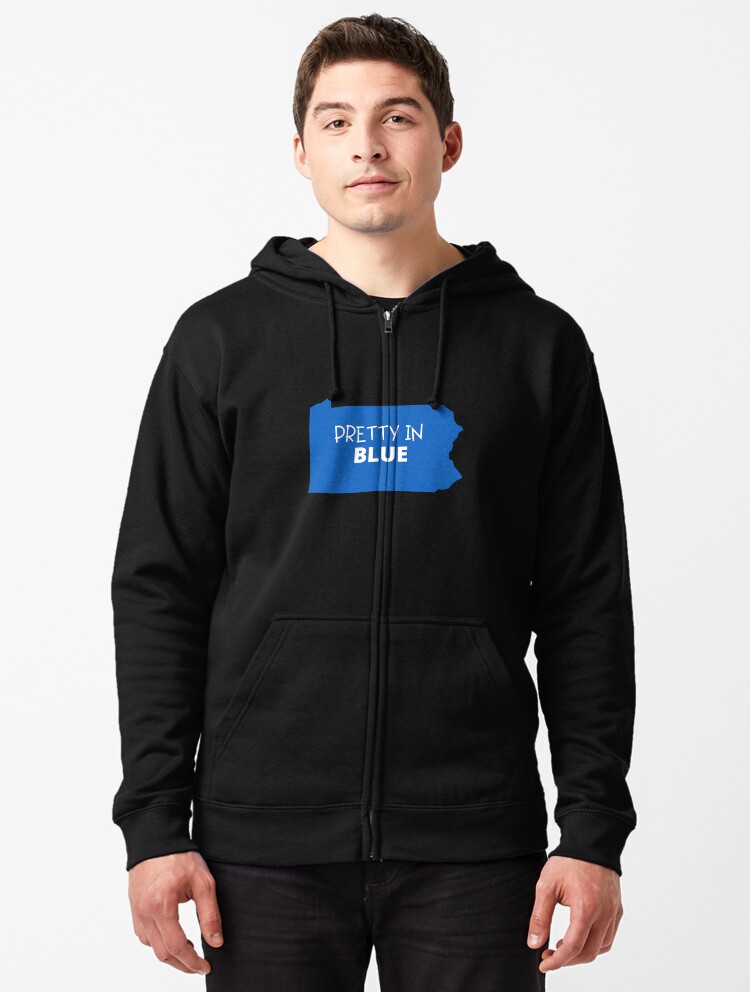 blue zipped hoodie