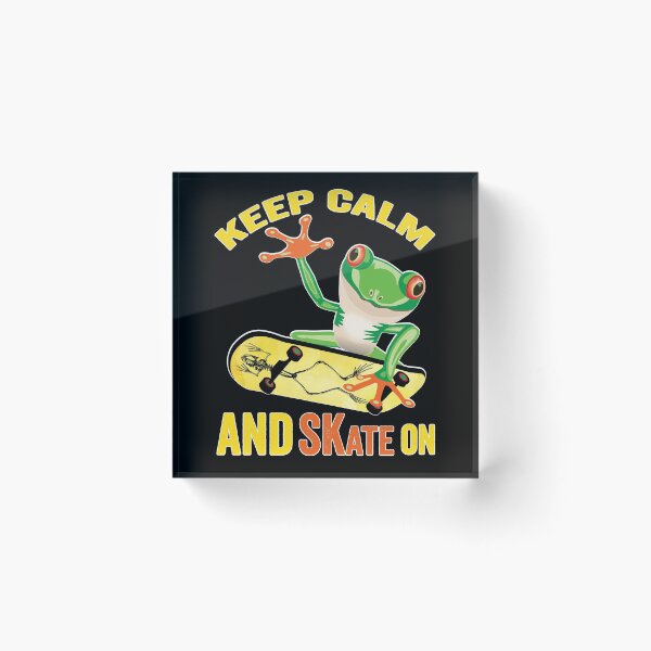 Item preview, Keep Calm And Skate On, Frog On Skateboard Vintage Design Gift idea, Yallow board, Frog On Skateboard T Shirt, Keep Calm And Skate On. designed and sold by KHRO.