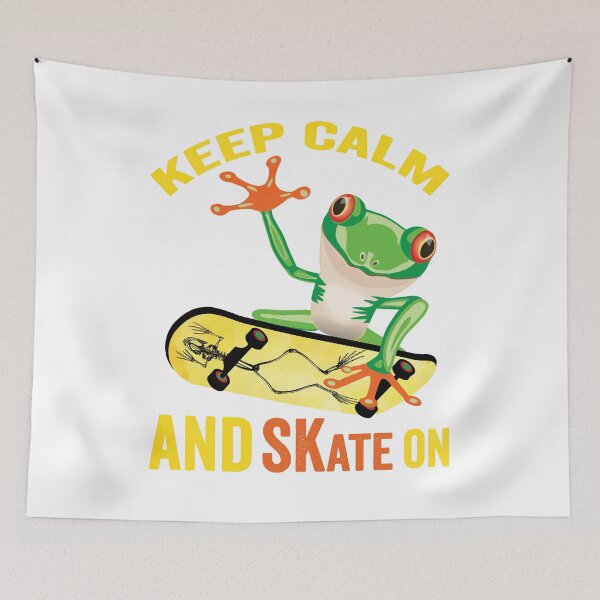Item preview, Keep Calm And Skate On, Frog On Skateboard Vintage Design Gift idea, Yallow board, Frog On Skateboard T Shirt, Keep Calm And Skate On. designed and sold by KHRO.