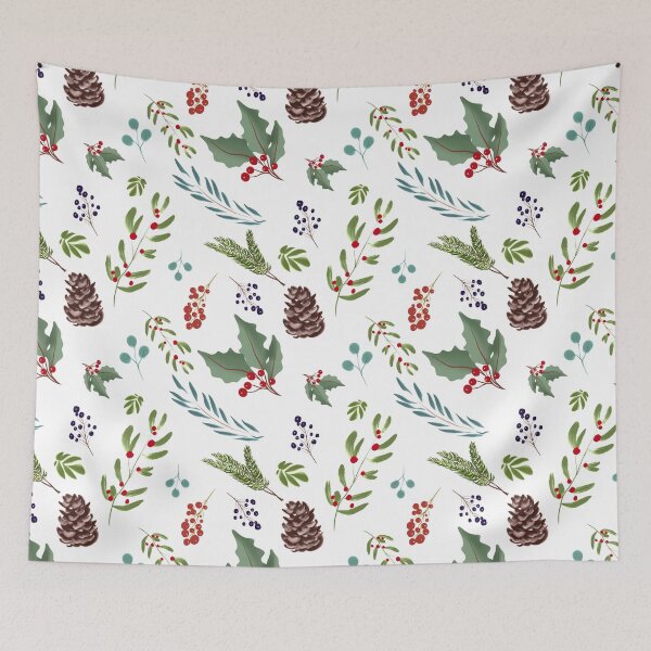 Item preview, Holly berry,mistletoe Christmas, festive  pattern  designed and sold by MariaMarinova.