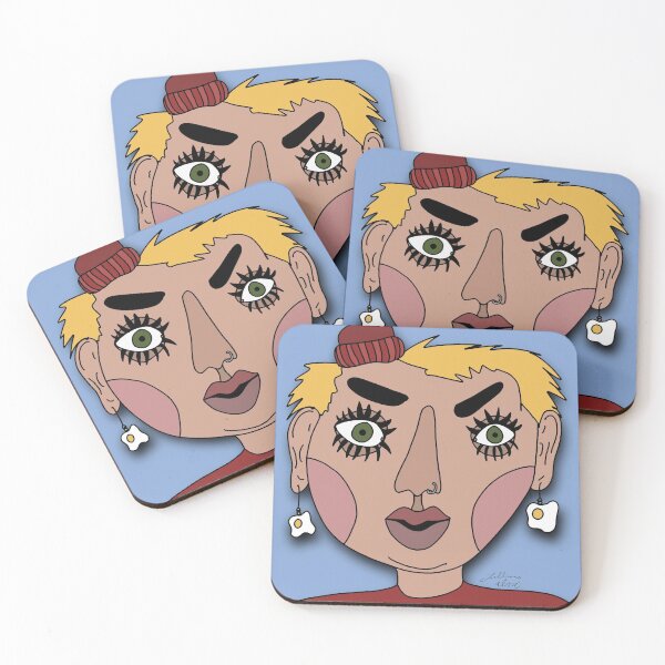Item preview, Cartoon trippy egg lady portrait designed and sold by artbylilli.