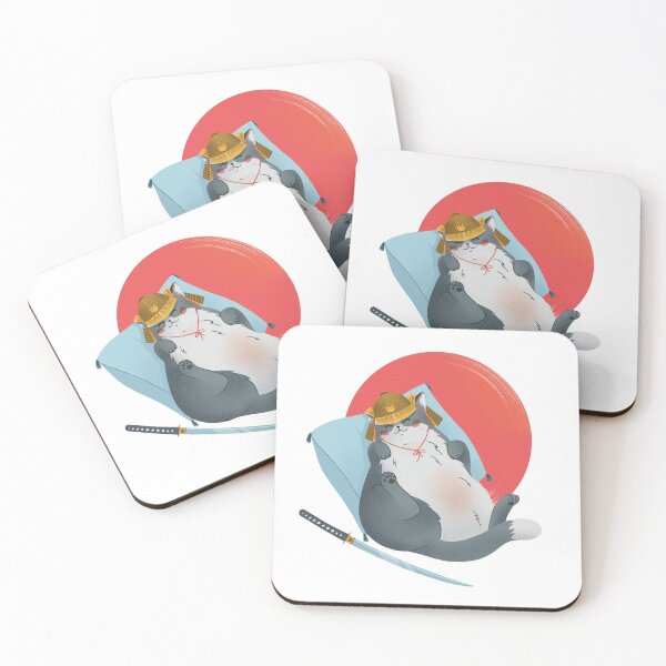 Item preview, Cute Japanese samurai Cat in colorful design designed and sold by Art-for-World.