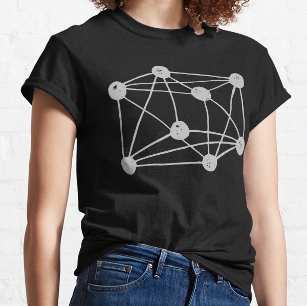Tesseract ~ 4D cube. monochrome retro quantum physics Classic T-Shirt