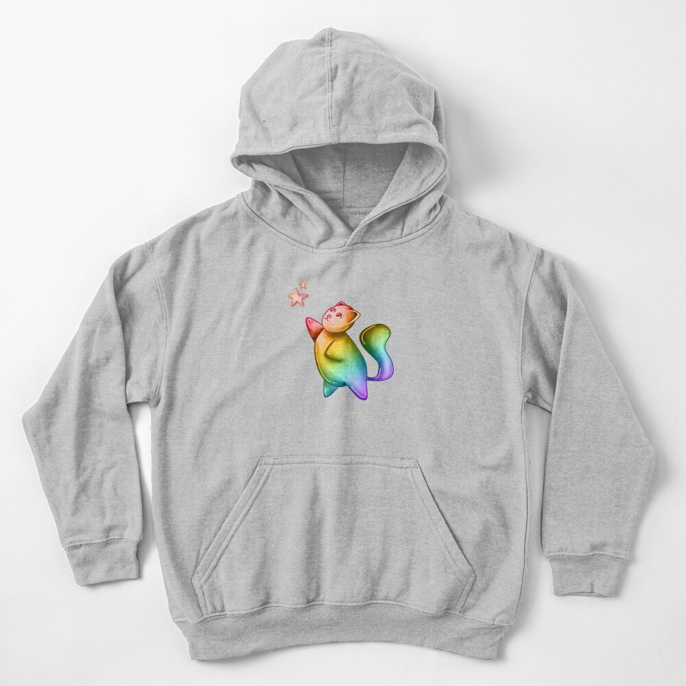 Bubble Cat, Rainbow Galaxy Bubble Cat, Reach For The Stars Kids Pullover Hoodie