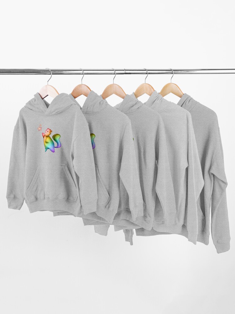 Alternate view of Bubble Cat, Rainbow Galaxy Bubble Cat, Reach For The Stars Kids Pullover Hoodie