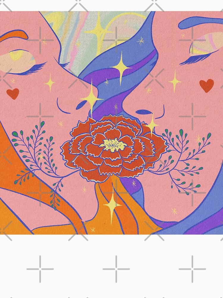 Floral Kiss 60s Retro Groovy Psychedelic Vintage by elzzveta