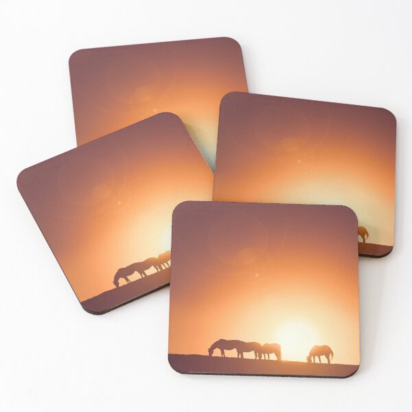 Item preview, Horses Grazing During Sunset designed and sold by Tortelikeatiger.
