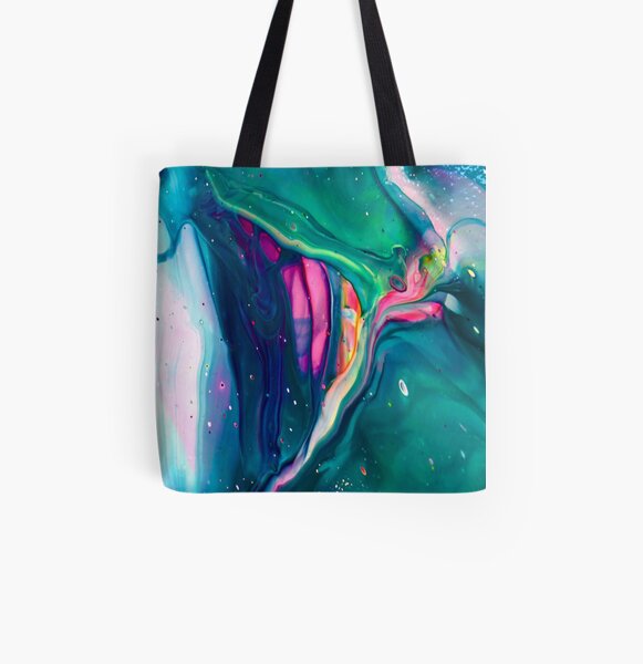 Acrylic Pour Art Print, Aesthetic, “Spaceship” All Over Print Tote Bag