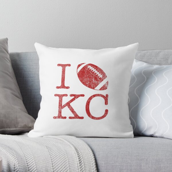 Vintage Retro Sunday Funday KC Football I Love American Football Red Art Sport Fan Gift Throw Pillow