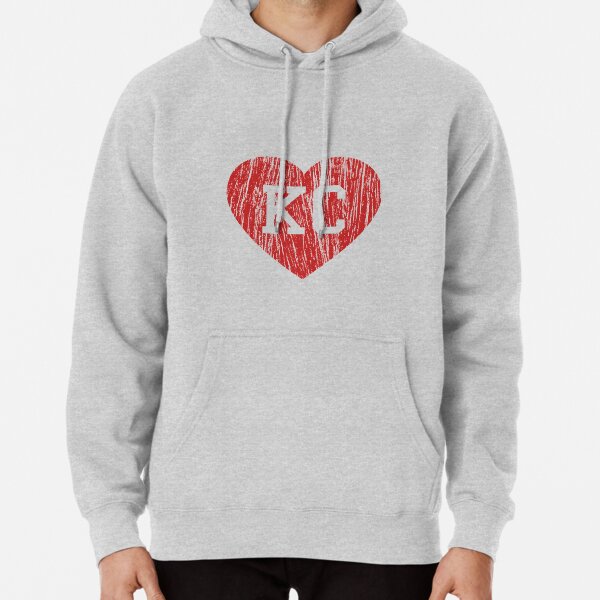 Vintage Retro KC Football Love Red Heart Art American Football Cool Sport Lovers Fan Gift Pullover Hoodie