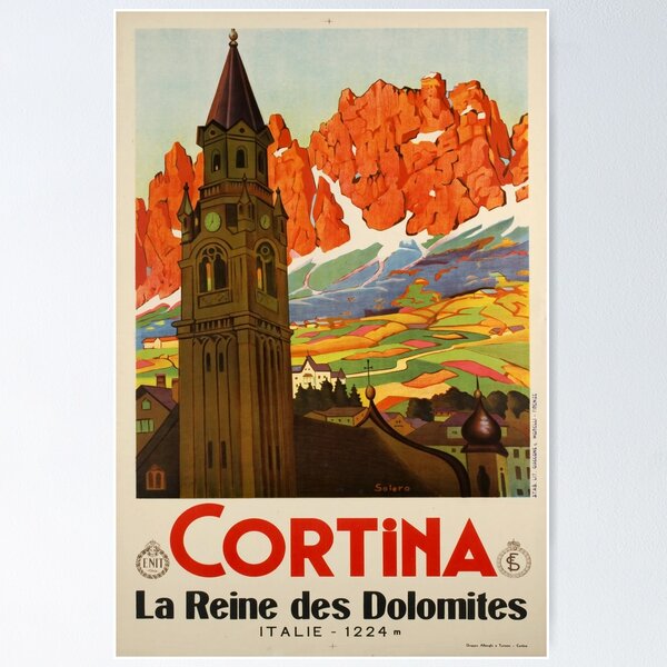 Aperçu de l'œuvre retro cortina la reine des dolomites italie vintage reclame créée et vendue par CorasPosters.