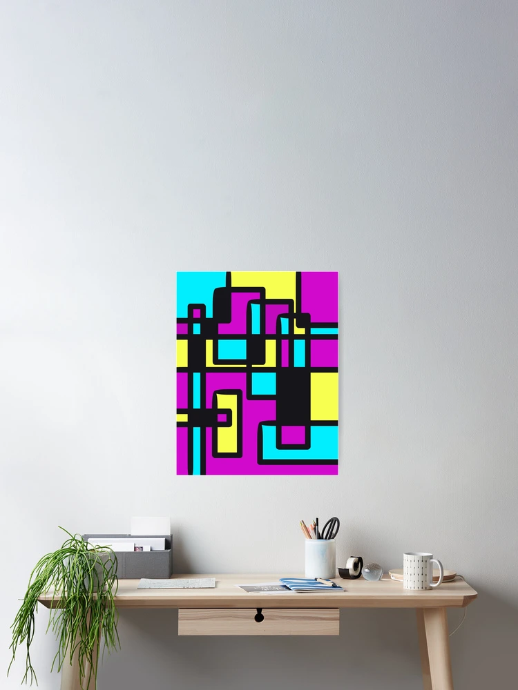 Thumbnail 2 of 3, Poster, Multicolor Unique Mod Color Block Geographic Pattern designed and sold by ChromaticAddict.
