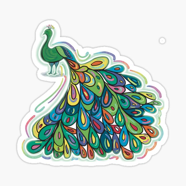 Peacock feathers down Sticker