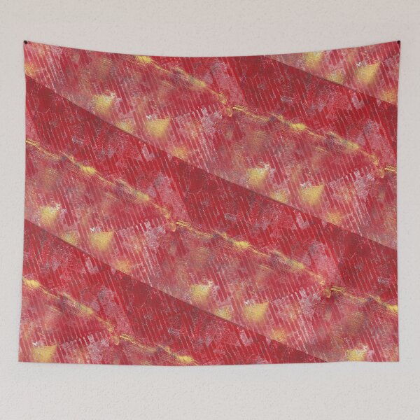 Item preview, Striped Red Orange Monoprint designed and sold by pear-la.