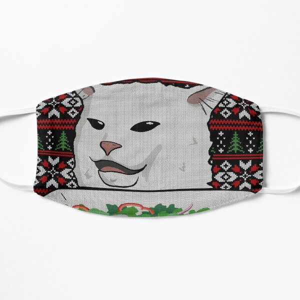Funny Yelling At Confused Cat Dinner Meme Ugly Christmas Shirts Cat Lovers Xmas T Shirt Flat Mask