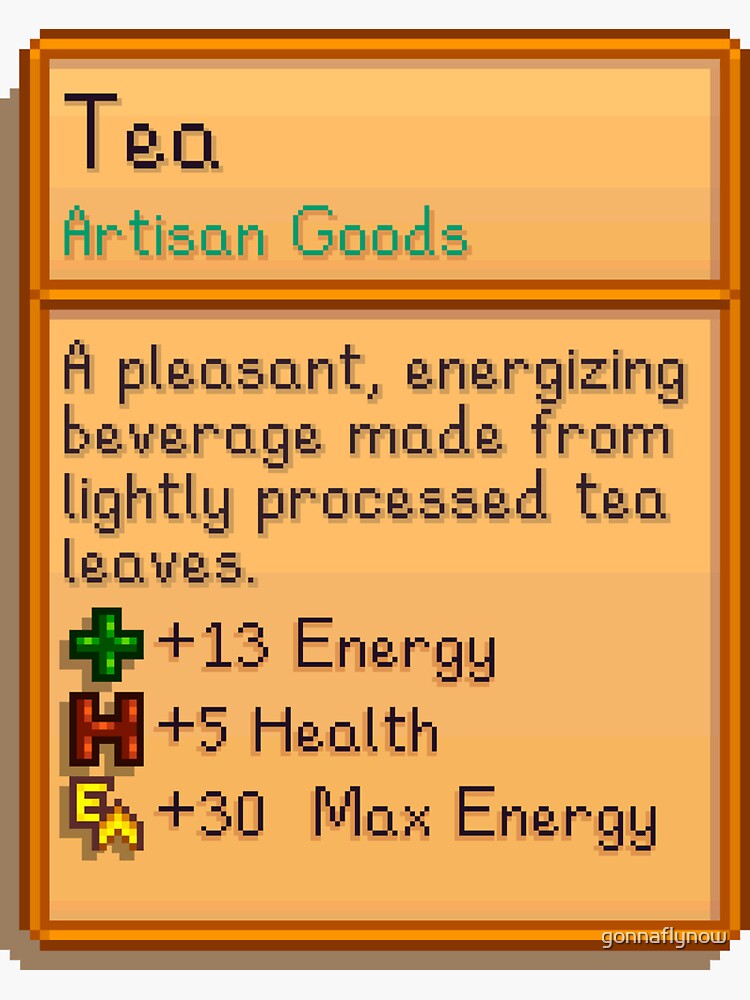 "Stardew Valley Tea" Sticker for Sale by gonnaflynow Redbubble