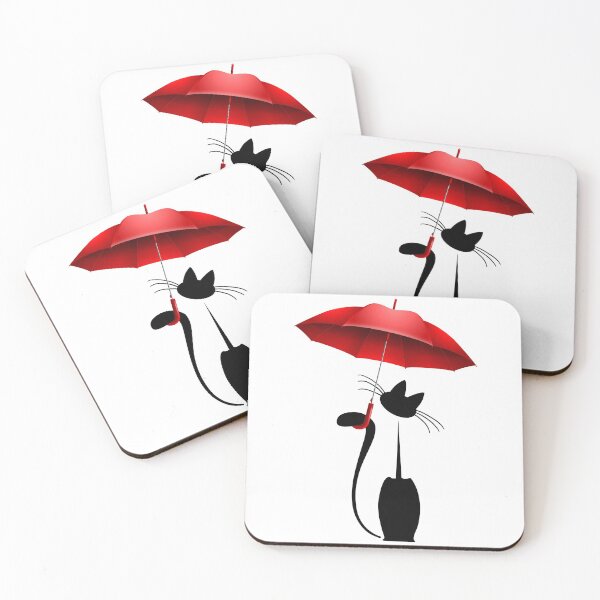 Item preview, Cartoon Cat With Red Umbrella designed and sold by KA DESIGNS.
