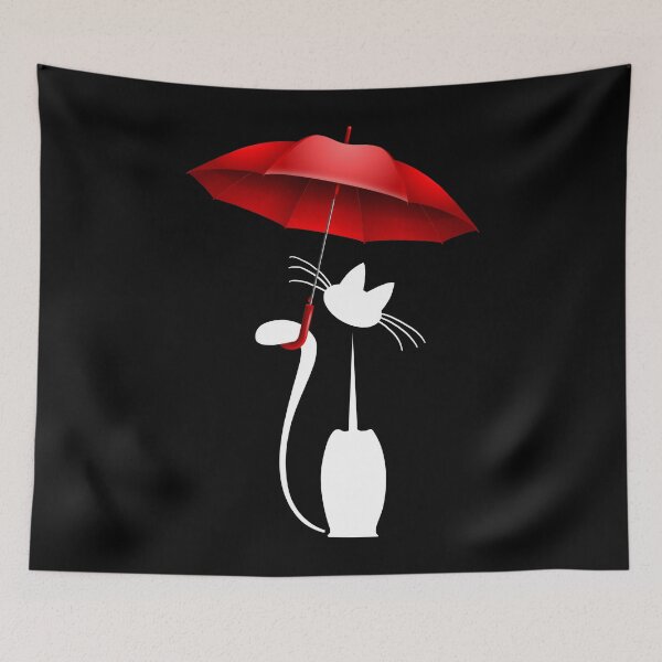 Item preview, Cartoon Cat With Red Umbrella designed and sold by KA DESIGNS.