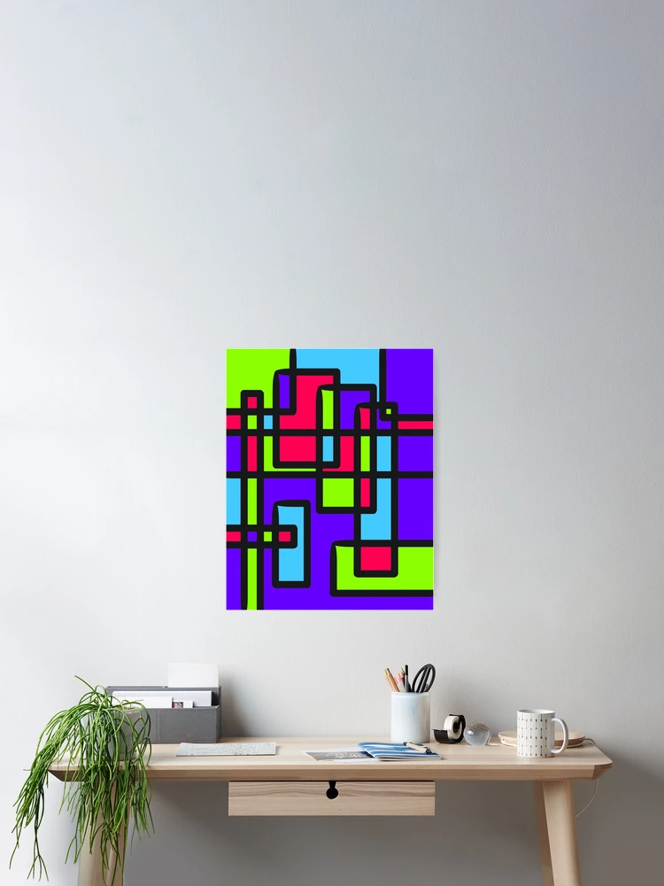 Thumbnail 2 of 3, Poster, Multicolor Unique Mod Color Block Geographic Pattern designed and sold by ChromaticAddict.
