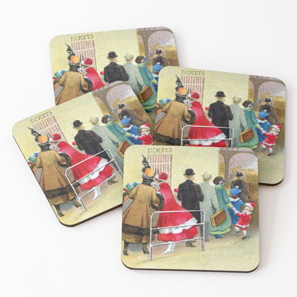 Item preview, Train Station Ticket Window Queue Christmas Greetings designed and sold by fenneltea.