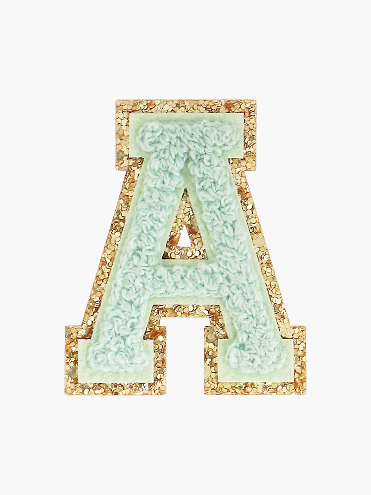 Mint Gold Glitter Varsity Letter Patch