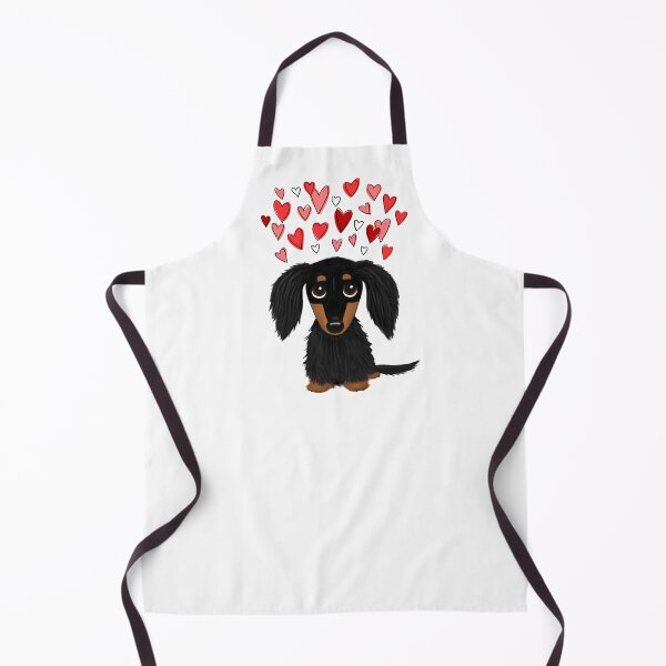 Item preview, Valentine Dog Black and Tan Longhaired Dachshund with Hearts designed and sold by Jenn Inashvili.