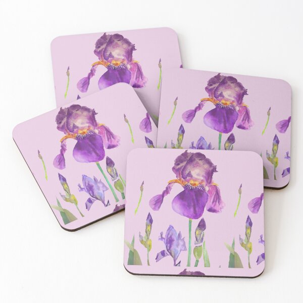 Item preview, Iris Watercolor Painting - Elegant Purple on Lilac Pink designed and sold by Sarah  Rajkotwala.