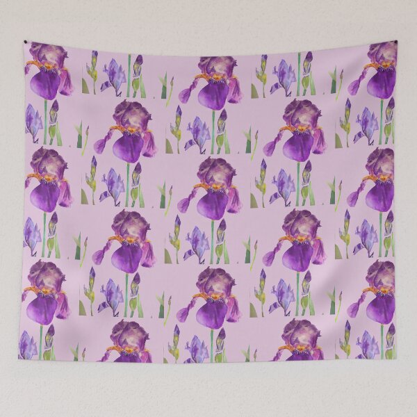 Item preview, Iris Watercolor Painting - Elegant Purple on Lilac Pink designed and sold by Sarah  Rajkotwala.
