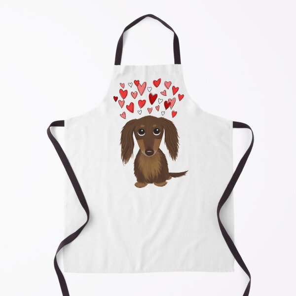 Item preview, Hearts Dog Longhaired Chocolate Dachshund Cartoon Dog with Valentine Hearts designed and sold by Jenn Inashvili.