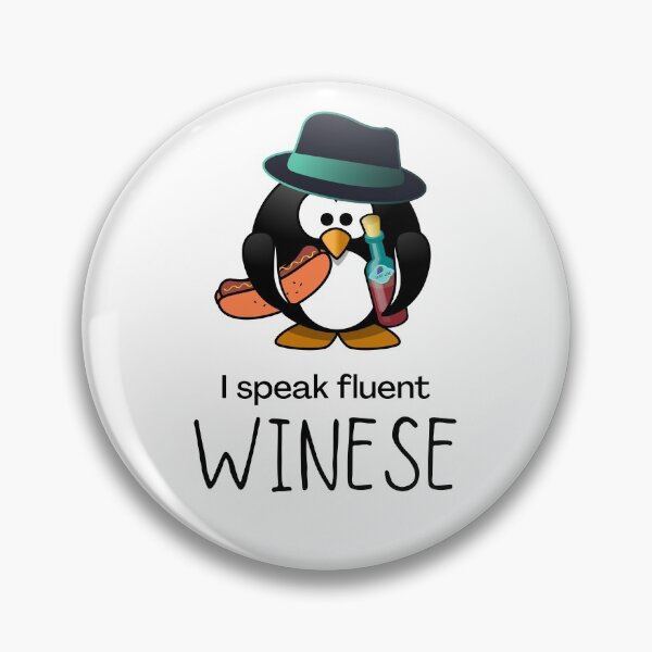 Item preview, I speak fluent Winese | Cute  Penguin with a Wine Bottle and a Wiener  designed and sold by InkItStudio.