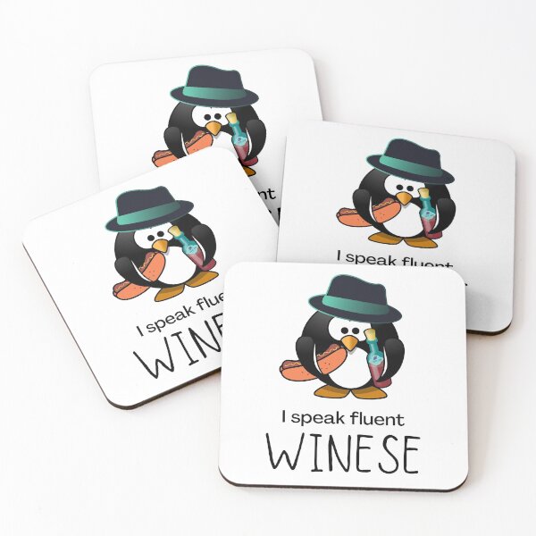 Item preview, I speak fluent Winese | Cute  Penguin with a Wine Bottle and a Wiener  designed and sold by InkItStudio.
