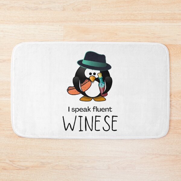 Item preview, I speak fluent Winese | Cute  Penguin with a Wine Bottle and a Wiener  designed and sold by InkItStudio.