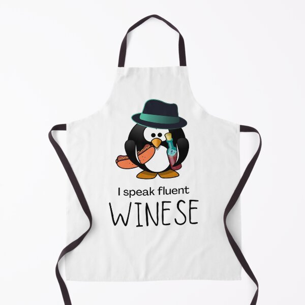 Item preview, I speak fluent Winese | Cute Penguin with a Wine Bottle and a Wiener designed and sold by InkItStudio.