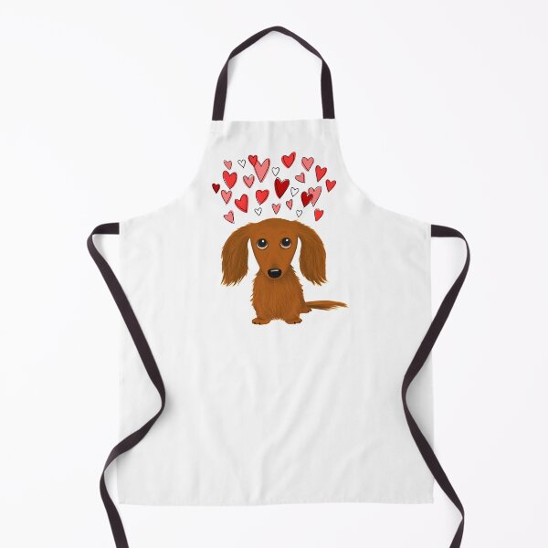 Item preview, Cute Longhaired Red Dachshund Cartoon Dog with Hearts designed and sold by Jenn Inashvili.