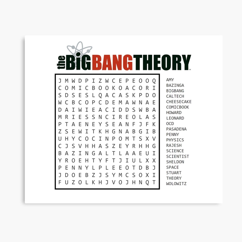 big bang word search no 1 photographic print for sale by hrmt redbubble