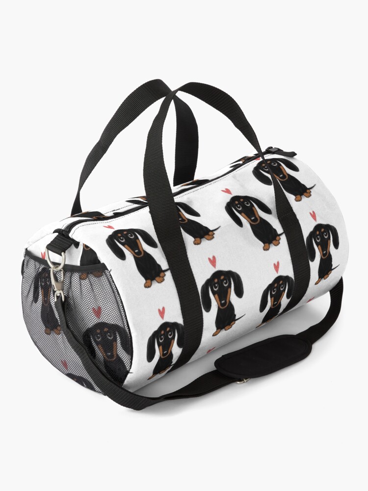 "Black and Tan Dachshund with Heart Cute Cartoon Wiener Dog" Duffle