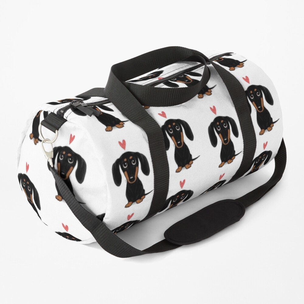 "Black and Tan Dachshund with Heart Cute Cartoon Wiener Dog" Duffle
