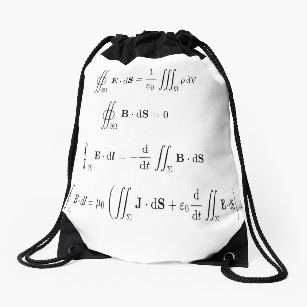 Maxwell's equations, #Maxwells, #equations, #MaxwellsEquations, Maxwell, equation, MaxwellEquations, #Physics, Electricity, Electrodynamics, Electromagnetism: Drawstring Bag  