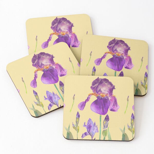 Item preview, Iris Watercolor Painting - Elegant Purple on Lemon Yellowa designed and sold by Sarah  Rajkotwala.