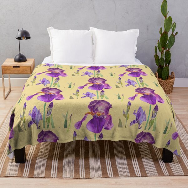 Item preview, Iris Watercolor Painting - Elegant Purple on Lemon Yellowa designed and sold by Sarah  Rajkotwala.