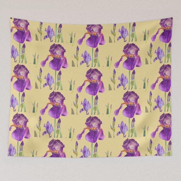 Item preview, Iris Watercolor Painting - Elegant Purple on Lemon Yellowa designed and sold by Sarah  Rajkotwala.