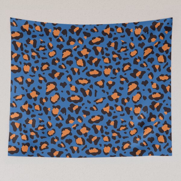 Item preview, Leopard print blue and tangerine designed and sold by alienrabbit.