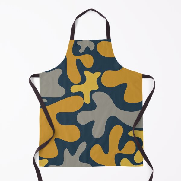Item preview, Cheerful Blobs Abstract Cutout Pattern in Mustard and Grey on Navy Blue designed and sold by kierkegaard.
