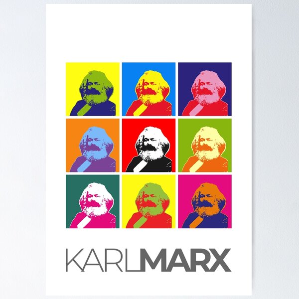 Item preview, Karl Marx pop-art portrait poster  designed and sold by CMYKStudio.