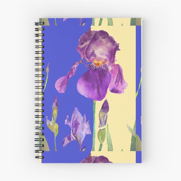 Item preview, Iris Watercolor Painting - Elegant Purple on Navy & Lemon Yellow designed and sold by Sarah  Rajkotwala.