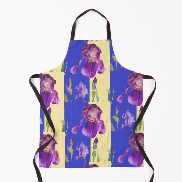 Item preview, Iris Watercolor Painting - Elegant Purple on Navy & Lemon Yellow designed and sold by Sarah  Rajkotwala.