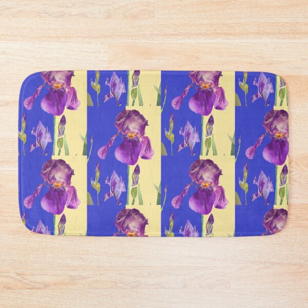 Item preview, Iris Watercolor Painting - Elegant Purple on Navy & Lemon Yellow designed and sold by Sarah  Rajkotwala.