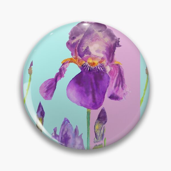 Item preview, Iris Watercolor Painting - Elegant Purple on Aqua & Lilac designed and sold by Sarah  Rajkotwala.