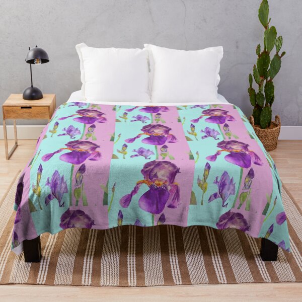 Item preview, Iris Watercolor Painting - Elegant Purple on Aqua & Lilac designed and sold by Sarah  Rajkotwala.
