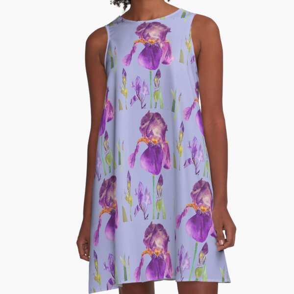 Item preview, Iris Watercolor Painting - Elegant Purple on Light Purple designed and sold by Sarah  Rajkotwala.
